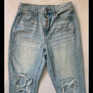 American Eagle Light Wash Distressed Mom Jeans
